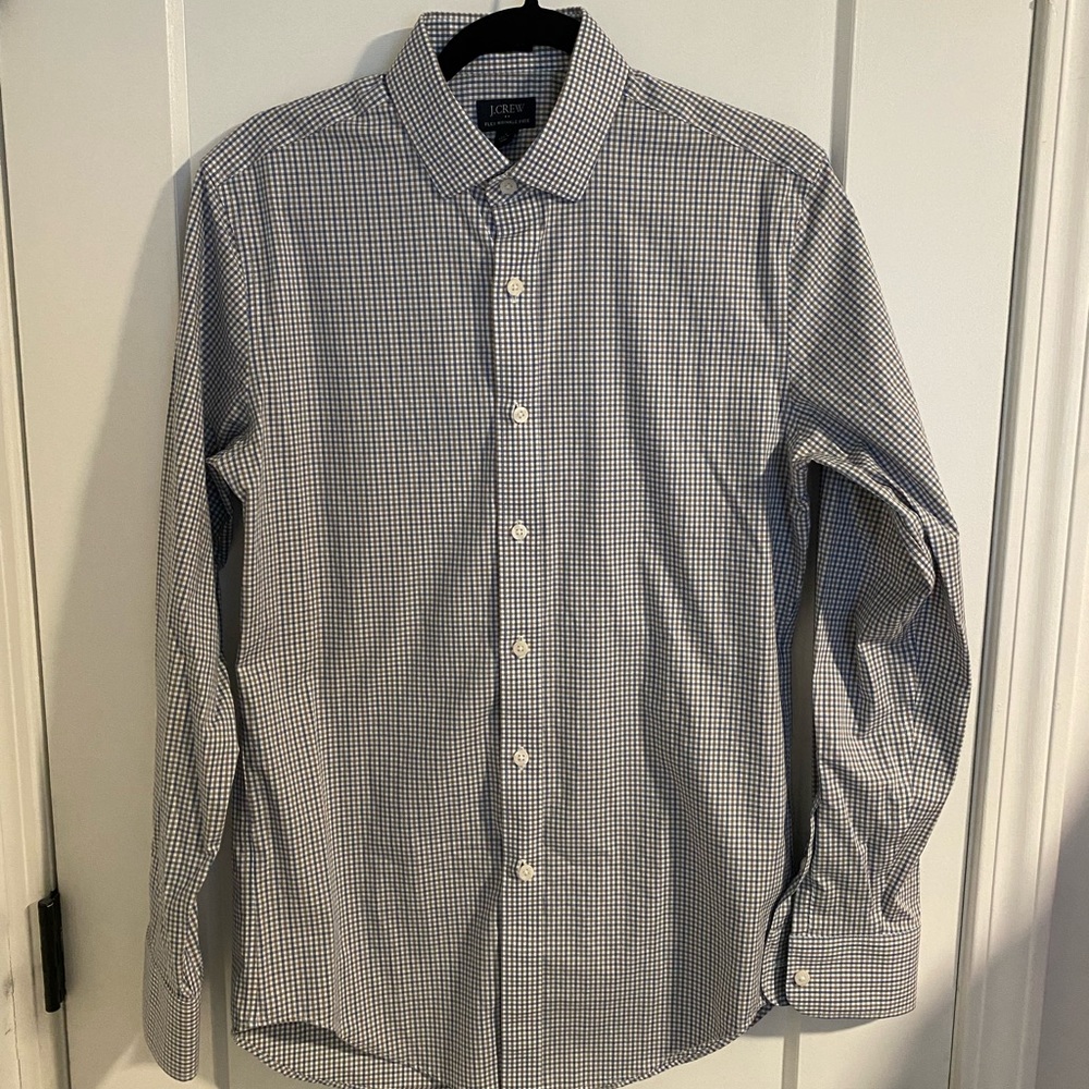 J.Crew Blue/Taupe Check Button Down Dress Shirt